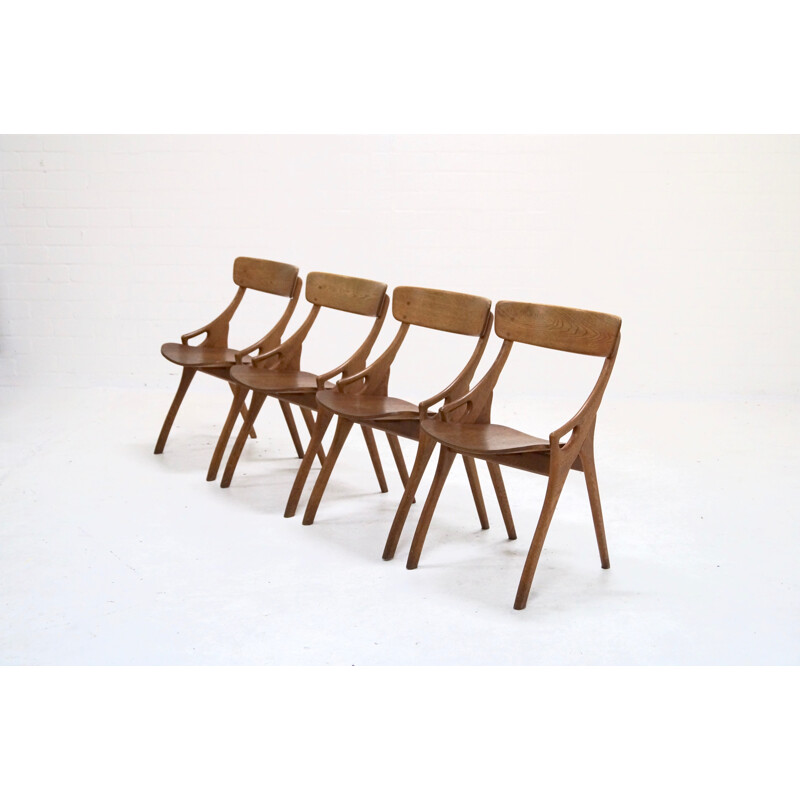 Vintage set of 4 dining chairs by Hovmand Olsen for Mogens Kold - 1950s