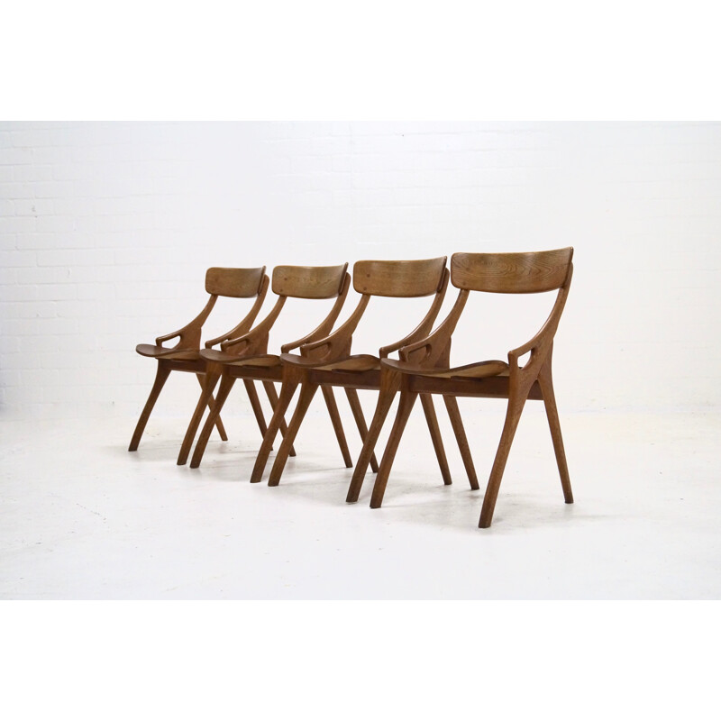 Vintage set of 4 dining chairs by Hovmand Olsen for Mogens Kold - 1950s