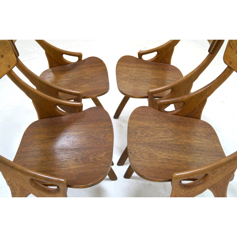 Vintage set of 4 dining chairs by Hovmand Olsen for Mogens Kold - 1950s