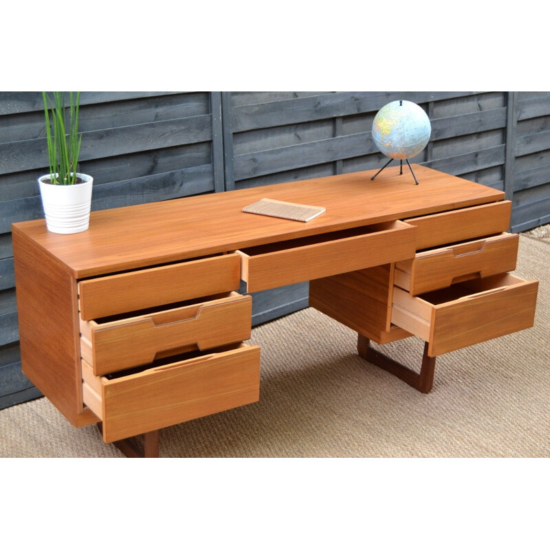 Vintage teak desk by Gunther Hoffstead for Uniflex - 1960s