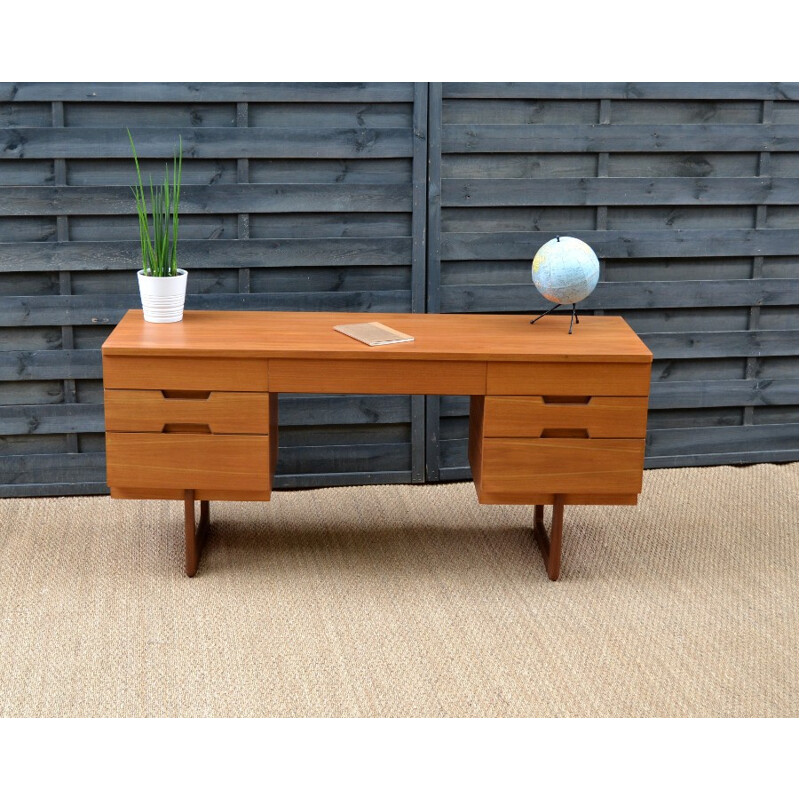 Vintage teak desk by Gunther Hoffstead for Uniflex - 1960s