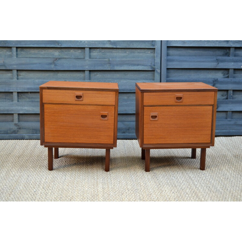 Vintage pair of teak bedside tables - 1960s