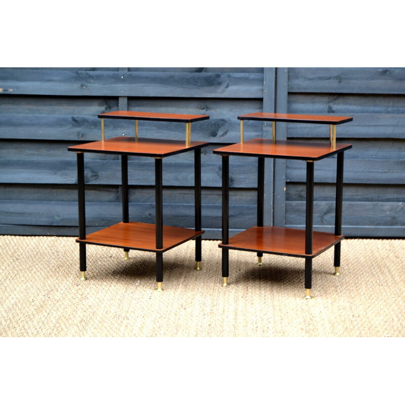 Vintage pair of wooden bedside tables - 1960s