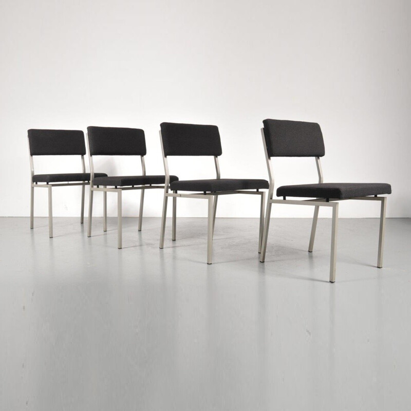 Suite de 4 Chaises à repas minimalistes hollandaises - 1960