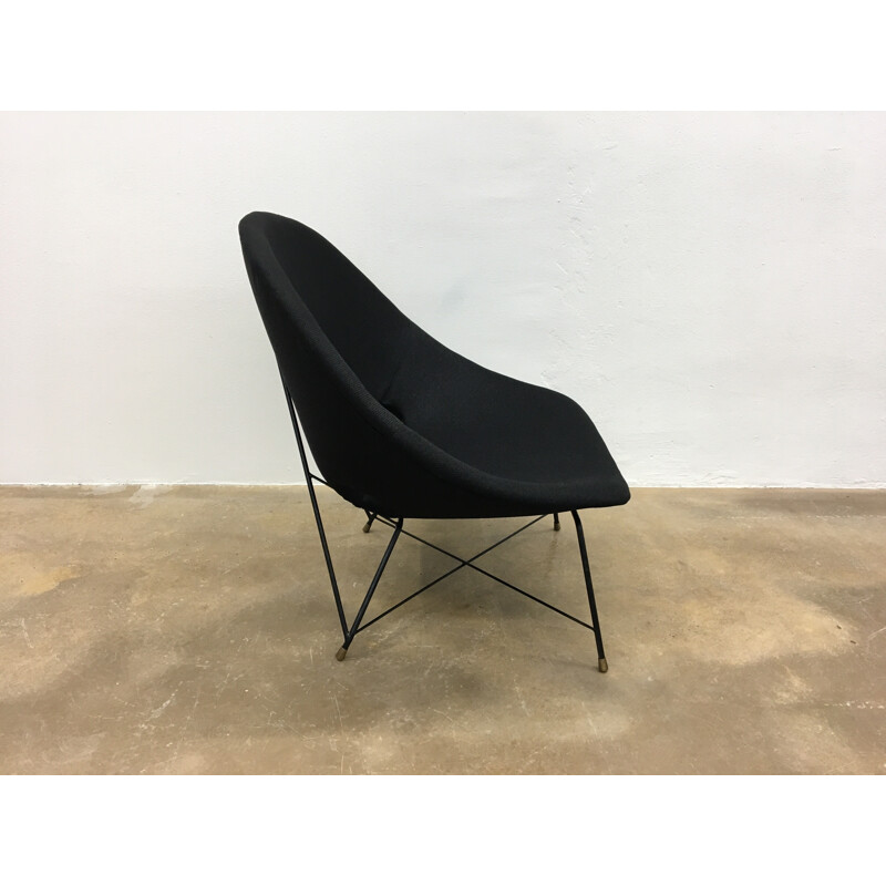 Vintage Black Italian Cosmos Lounge Chair by Augusto Bozzi for Saporiti - 1950s