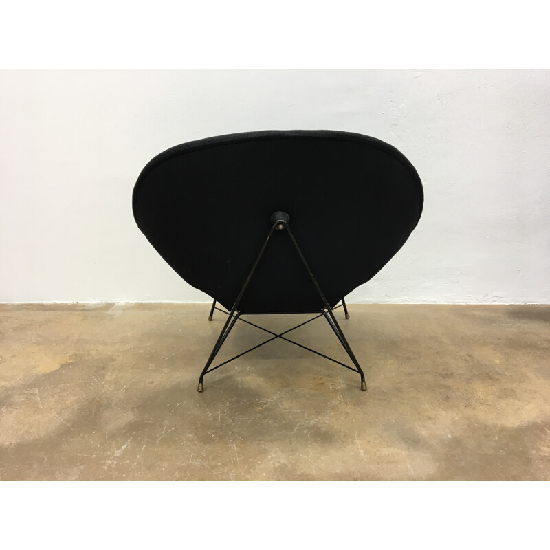 Vintage Black Italian Cosmos Lounge Chair by Augusto Bozzi for Saporiti - 1950s