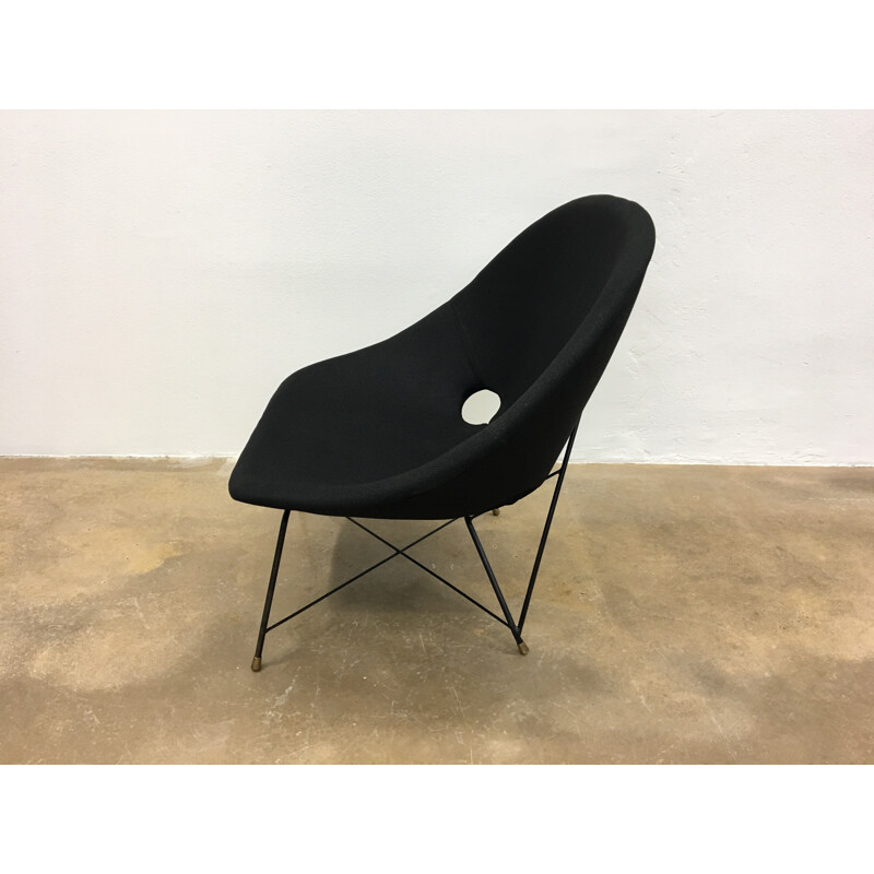 Vintage Black Italian Cosmos Lounge Chair by Augusto Bozzi for Saporiti - 1950s