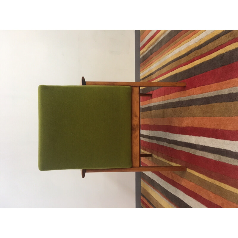 Scandinavian Wood Vintage armchair with green fabric - 1960s
