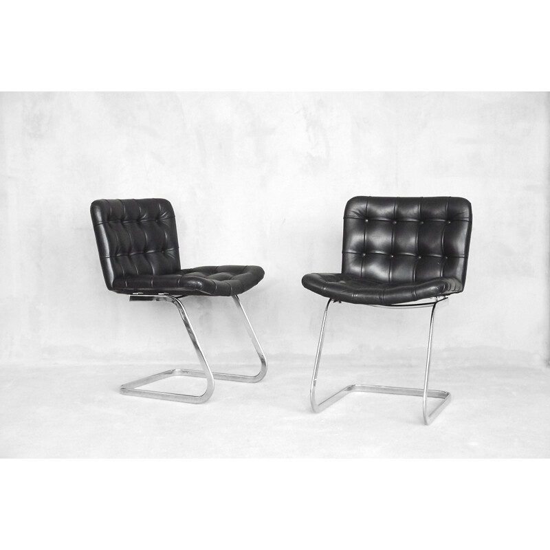 Set of 2 Swiss Leather RH-304 Chairs by Robert Haussmann for De Sede - 1960s