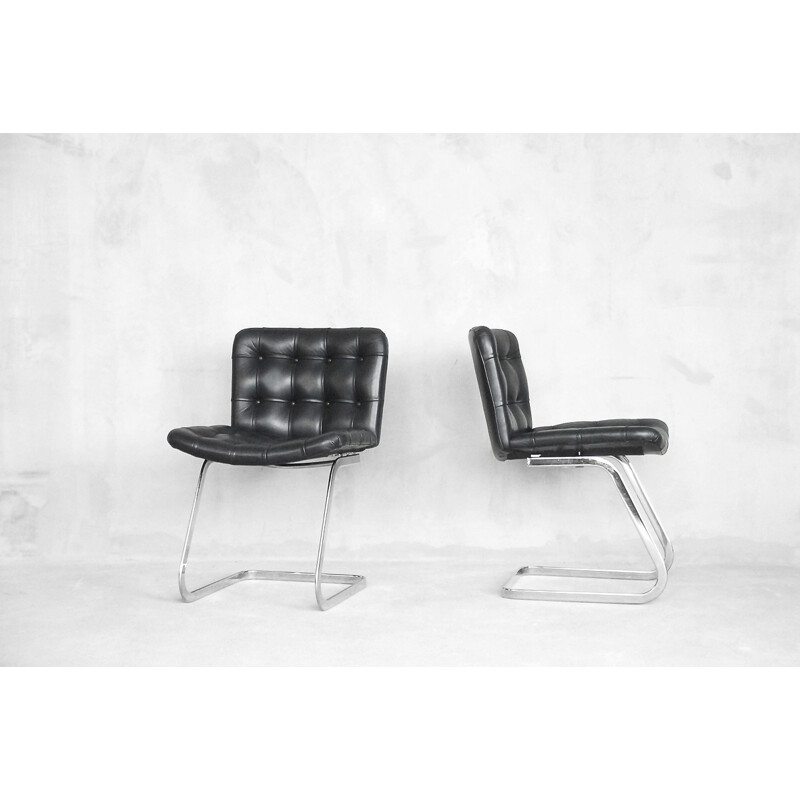 Set of 2 Swiss Leather RH-304 Chairs by Robert Haussmann for De Sede - 1960s