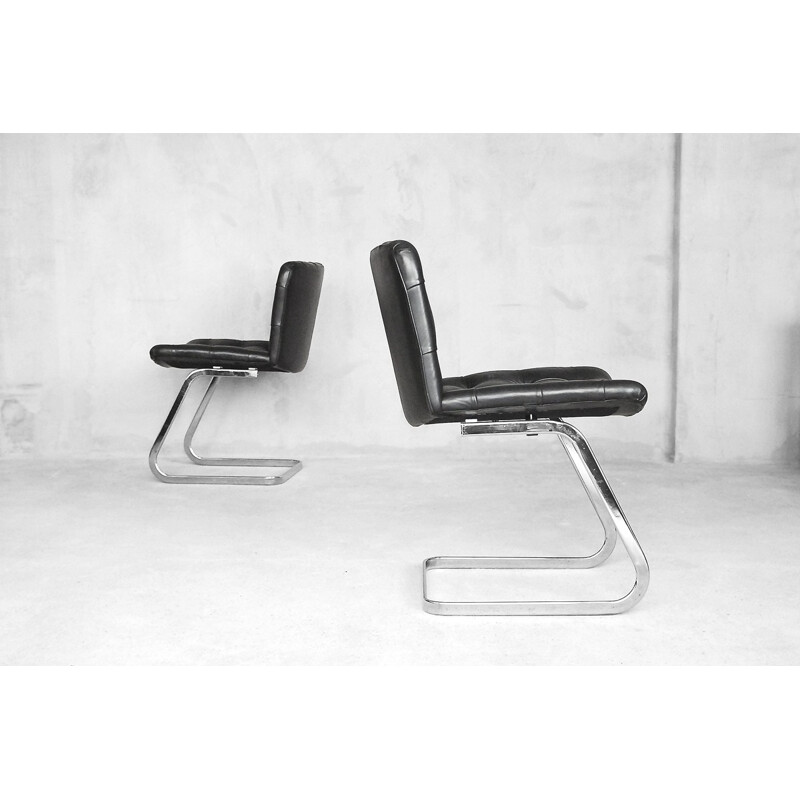 Set of 2 Swiss Leather RH-304 Chairs by Robert Haussmann for De Sede - 1960s