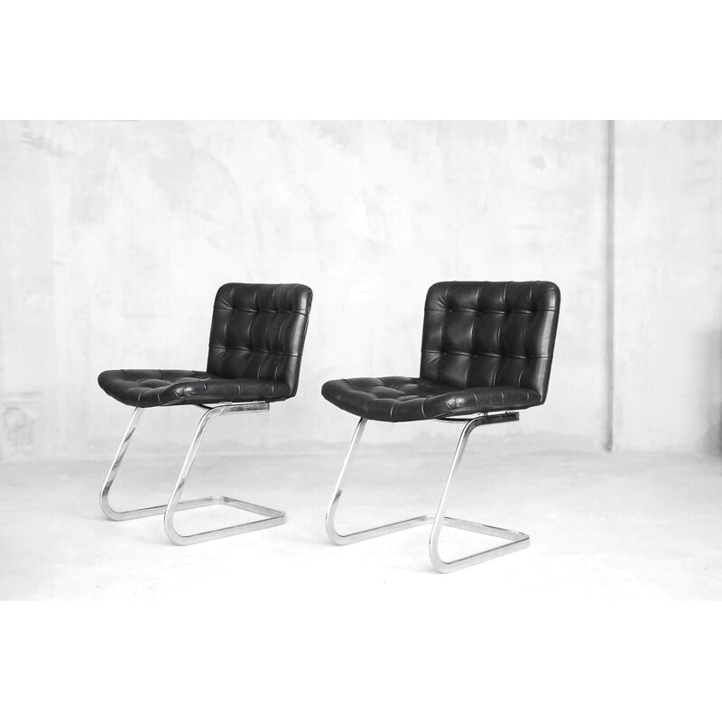 Suite de 2 Chaises en Cuir RH-304 par Robert Haussmann pour De Sede - 1960