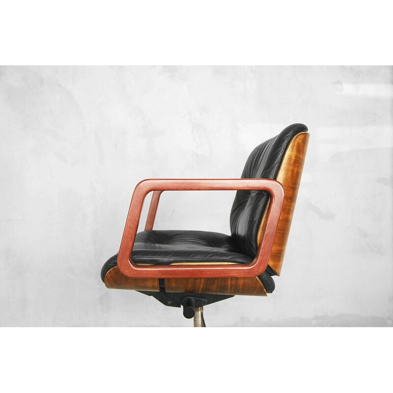 Leather Swivel Office Chair by Giroflex - 1970s