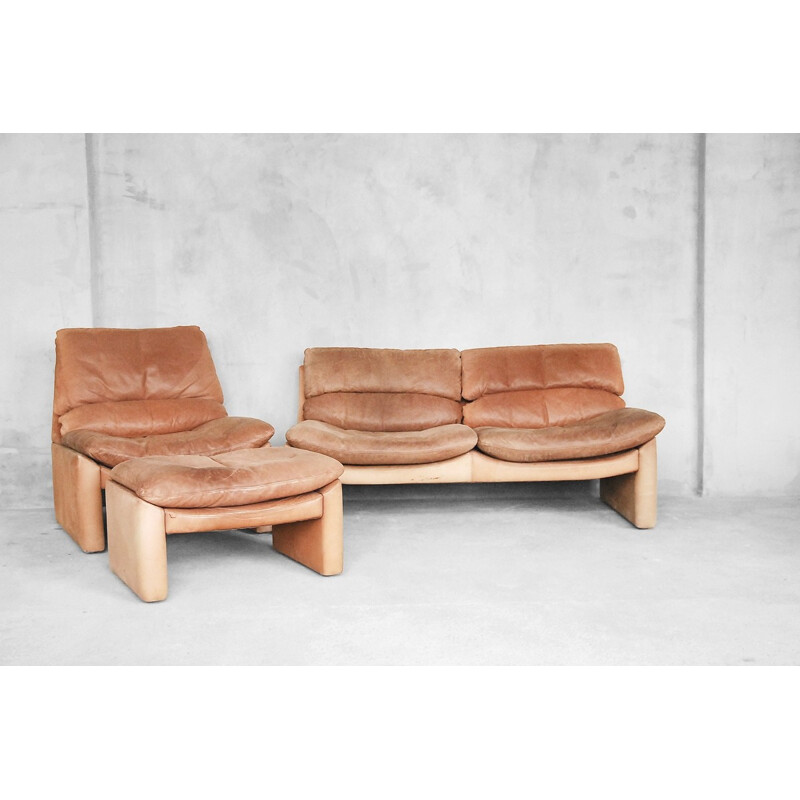 Ensemble de Salon Vintage en Cuir par Walter Knoll - 1970