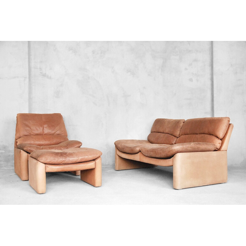 Set of Vintage Leather Living Room by Walter Knoll - 1970s