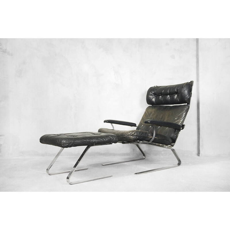 Leather Lounge Chair & Ottoman by Reinhold Adolf for Cor - 1960s