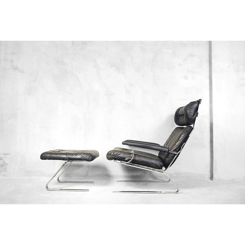 Leather Lounge Chair & Ottoman by Reinhold Adolf for Cor - 1960s