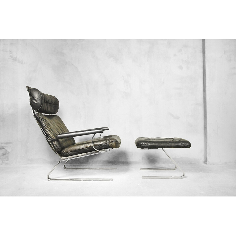 Leather Lounge Chair & Ottoman by Reinhold Adolf for Cor - 1960s