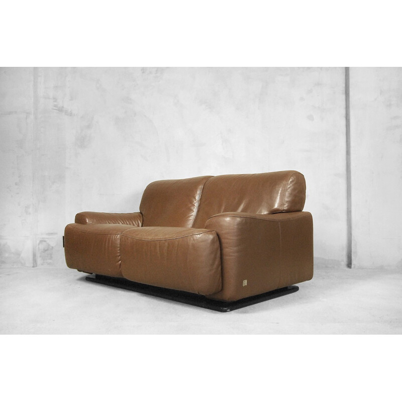 Italian Leather vintage Sofa by Brunati - 1970s