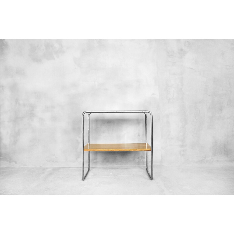 Madeira vintage e consola cromada modelo B12 de Marcel Breuer para Thonet, 1930