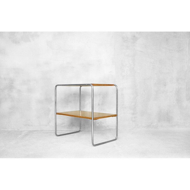 Vintage wood and chrome console model B12 by Marcel Breuer for Thonet, 1930