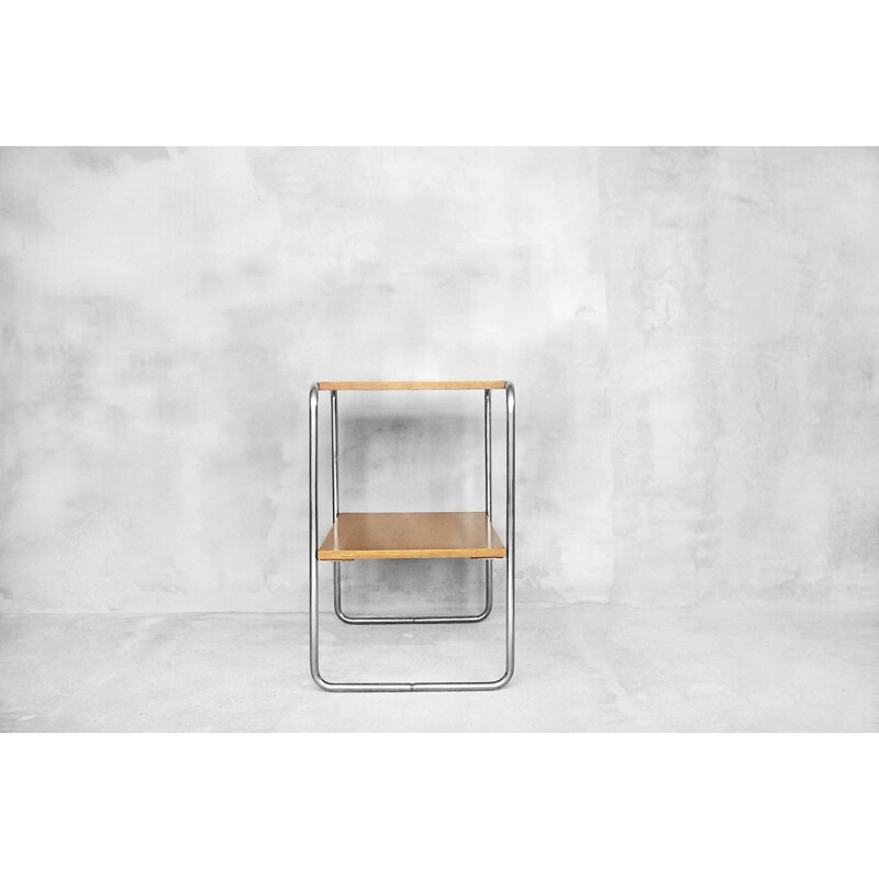 Madeira vintage e consola cromada modelo B12 de Marcel Breuer para Thonet, 1930