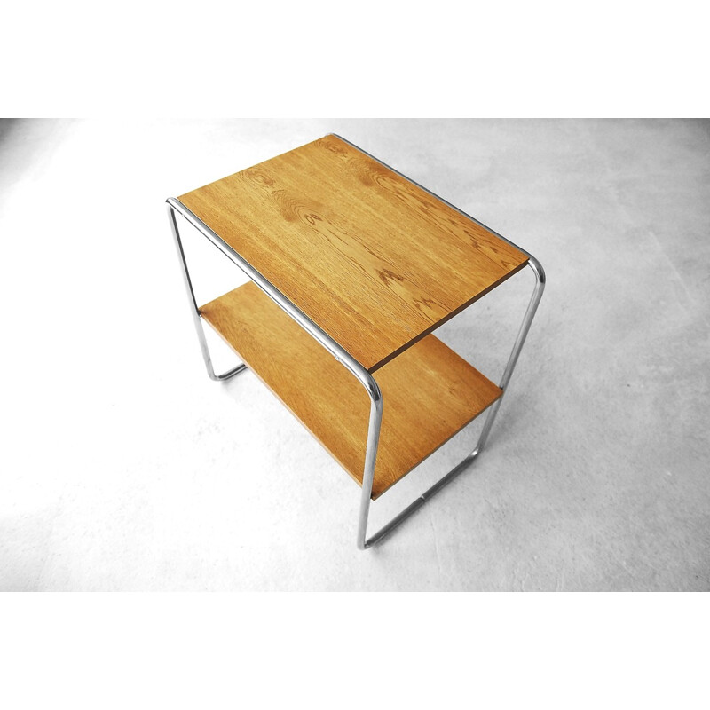 Vintage wood and chrome console model B12 by Marcel Breuer for Thonet, 1930