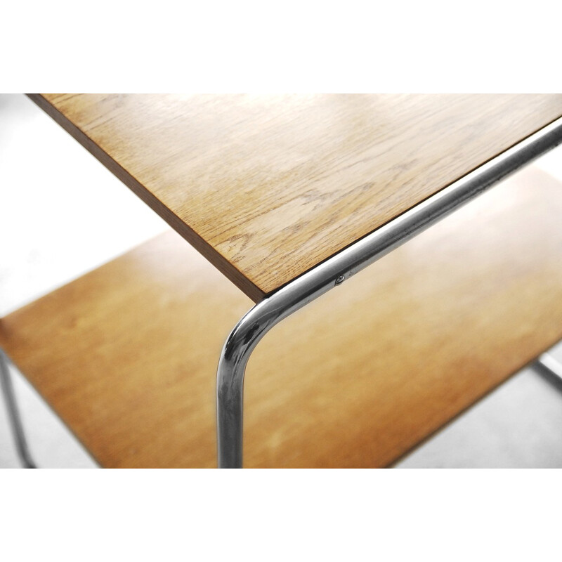 Vintage wood and chrome console model B12 by Marcel Breuer for Thonet, 1930