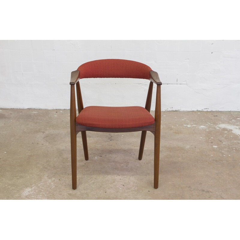 Scandinavian chair in teak and red fabric - 1960s