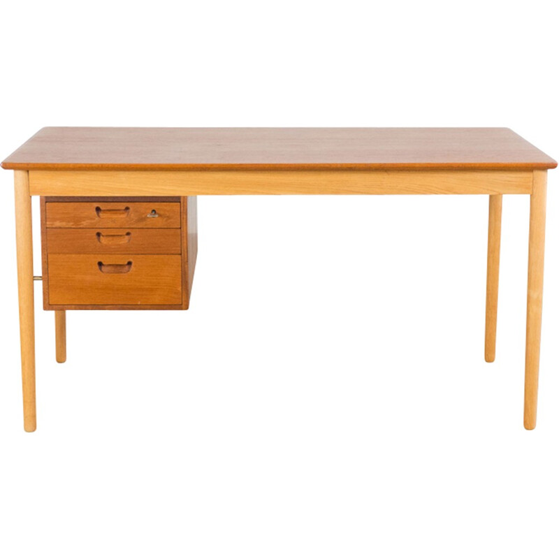 Vintage teak and oak writing desk by Borge Mogensen - 1950s