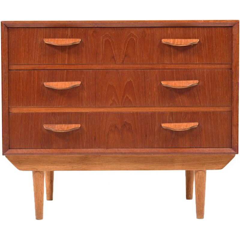 Vintage Danish teak chest of drawers in teak and oak - 1950s