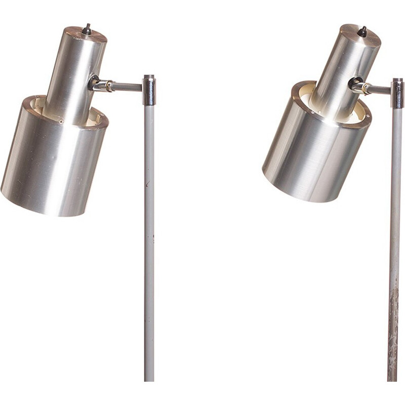 Vintage set of 2 aluminum studio floor lamps by Jo Hammerborg for Fog & Mørup - 1960s