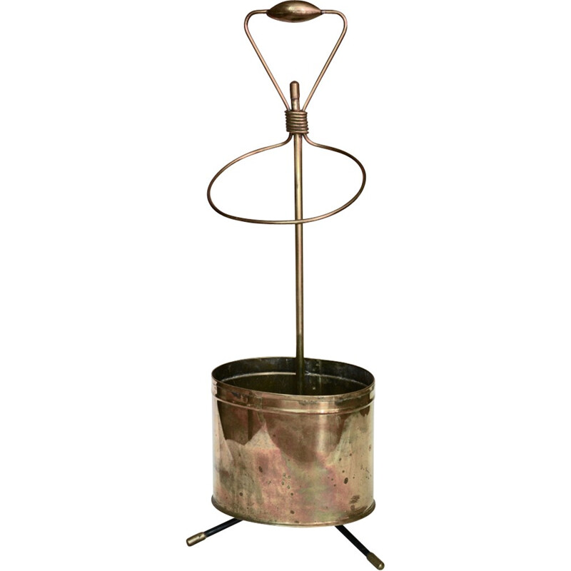 Vintage umbrella stand in brass by Mathieu Mategot - 1950s