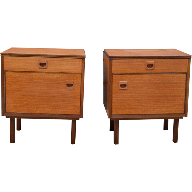 Vintage pair of teak bedside tables - 1960s