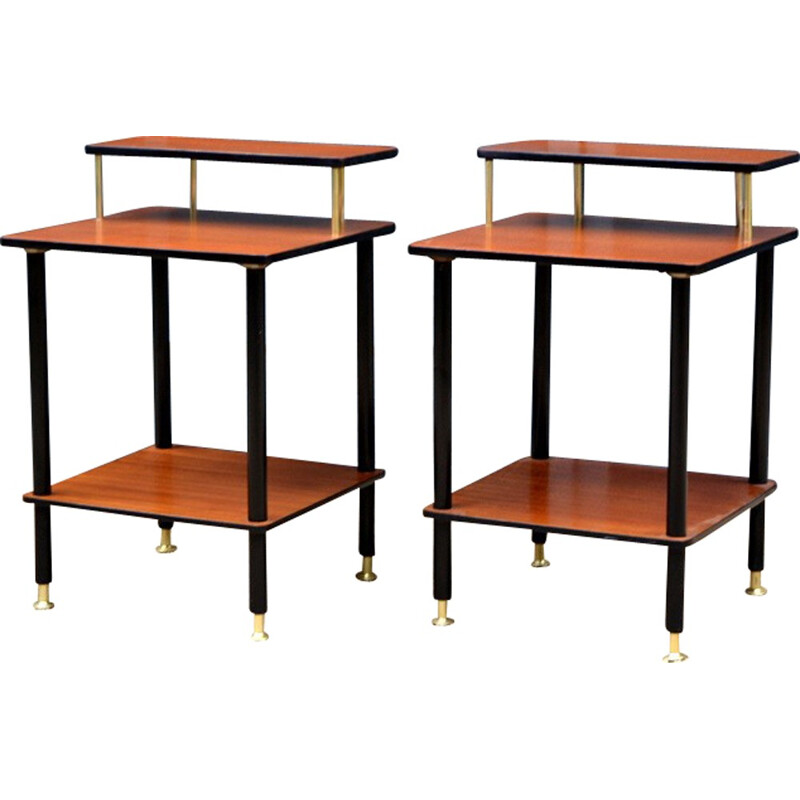 Vintage pair of wooden bedside tables - 1960s