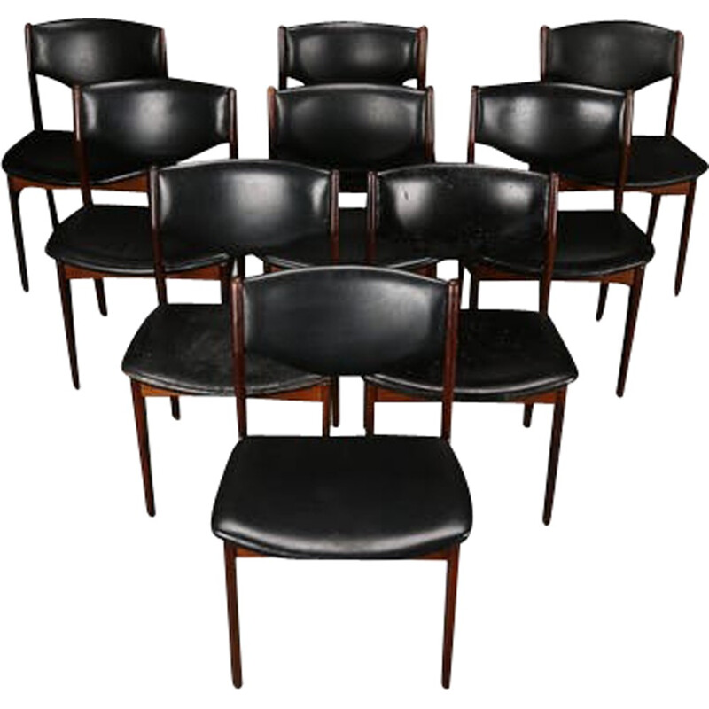 Suite de 9 Chaises en palissandre par Heddinge Furniture Factory - 1960