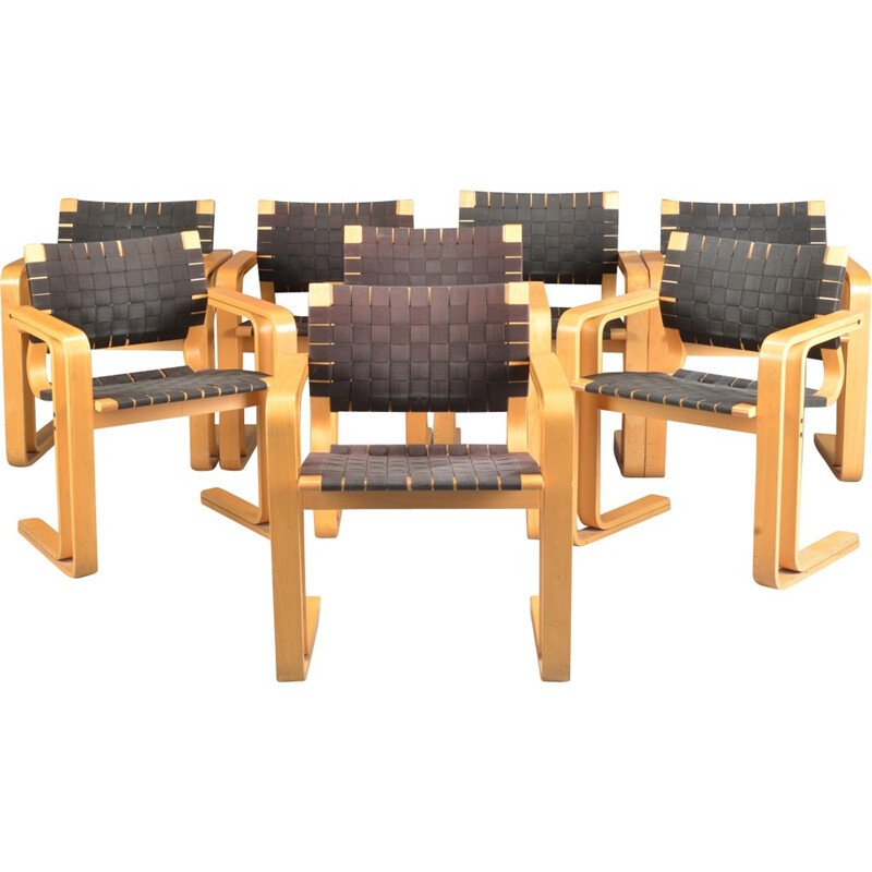 Set of 8 braided armchairs by Rud Thygesen and Johnny Sørensen - 1960s