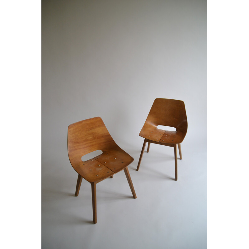 Paire de chaises Tonneau vintage par Pierre Guariche pour Steiner - 1950