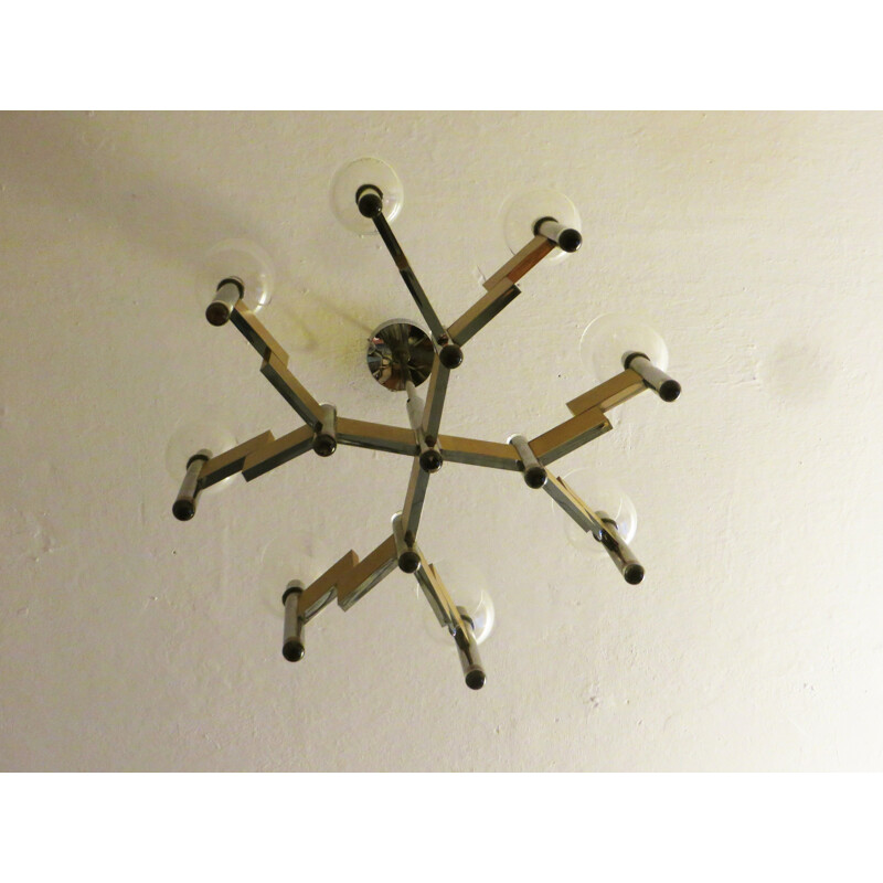 Vintage 8-Lights Chandelier by Gaetano Sciolari - 1970s