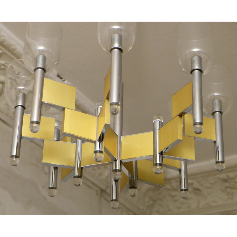 Vintage 8-Lights Chandelier by Gaetano Sciolari - 1970s