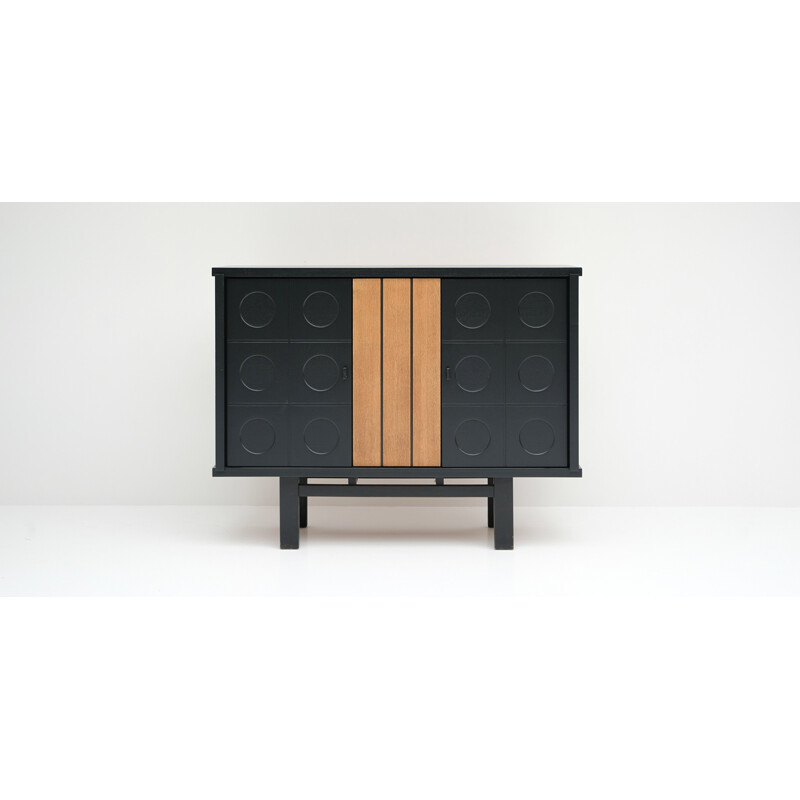 Vintage ebonized brutalist cabinet - 1970s