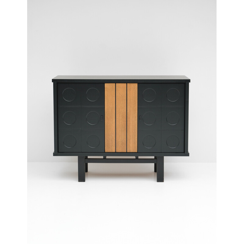 Vintage ebonized brutalist cabinet - 1970s