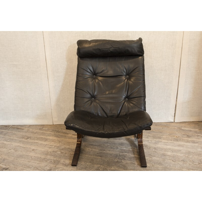 Easy chair in leather and wood, Ingmar RELLING - 1970s