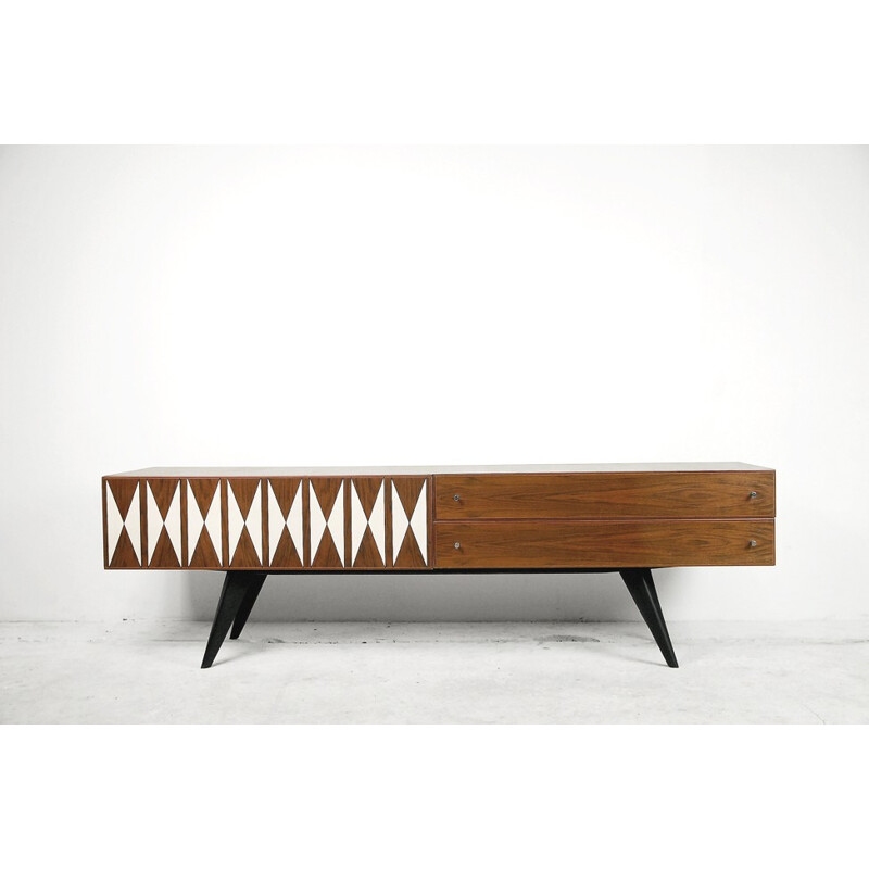 Buffet Scandinave vintage à Motifs blancs - 1970