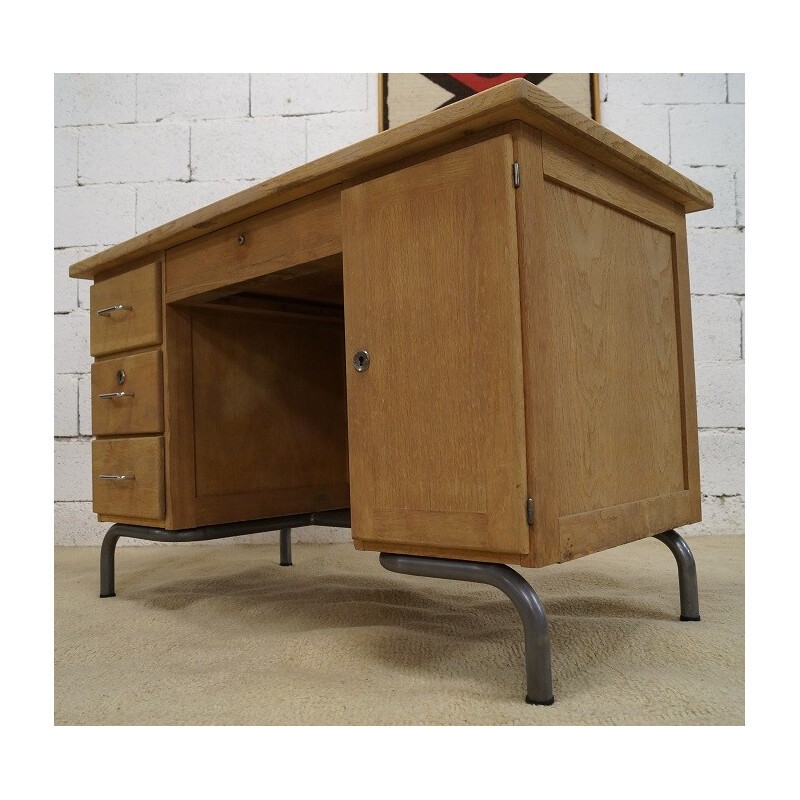 Bureau d'instituteur vintage et sa chaise - années 50