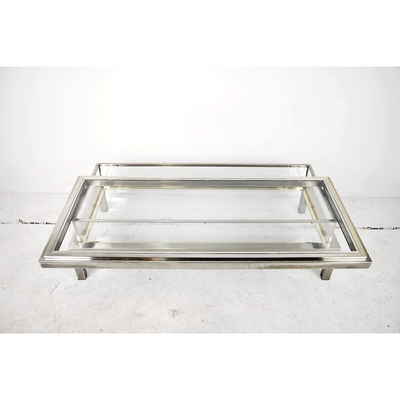 Vintage coffee table with glass cabinet by Maison Jansen, France 1970