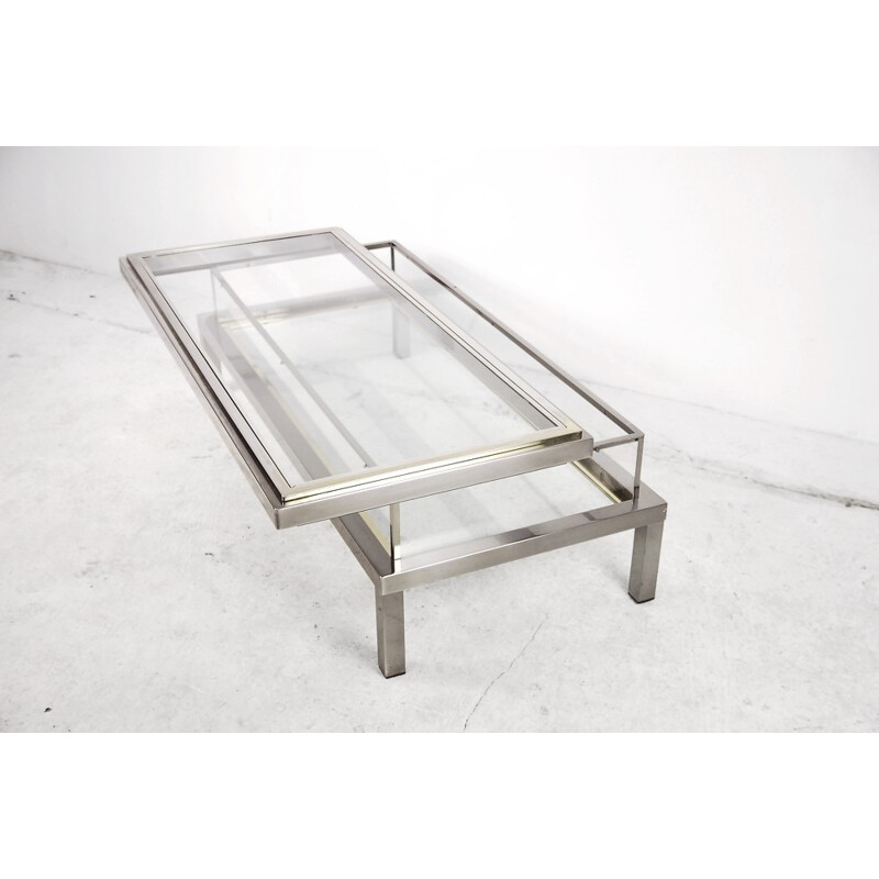 Vintage coffee table with glass cabinet by Maison Jansen, France 1970