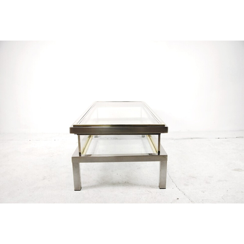 Vintage coffee table with glass cabinet by Maison Jansen, France 1970