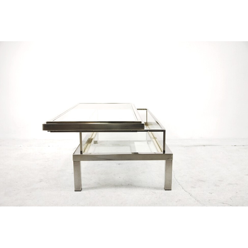 Vintage coffee table with glass cabinet by Maison Jansen, France 1970
