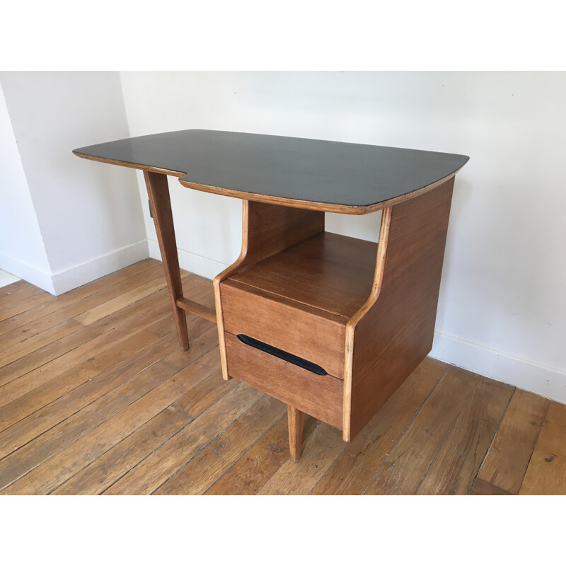 Child desk in solid oak by Jacques Hauville - 1950s